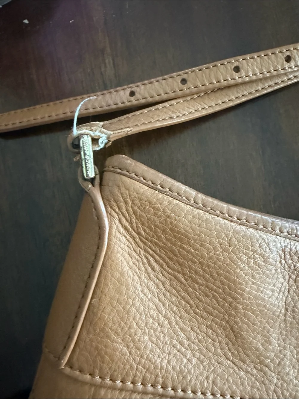 Tory Burch Camel/Tan Leather Shoulder Bag with Logo Medallion